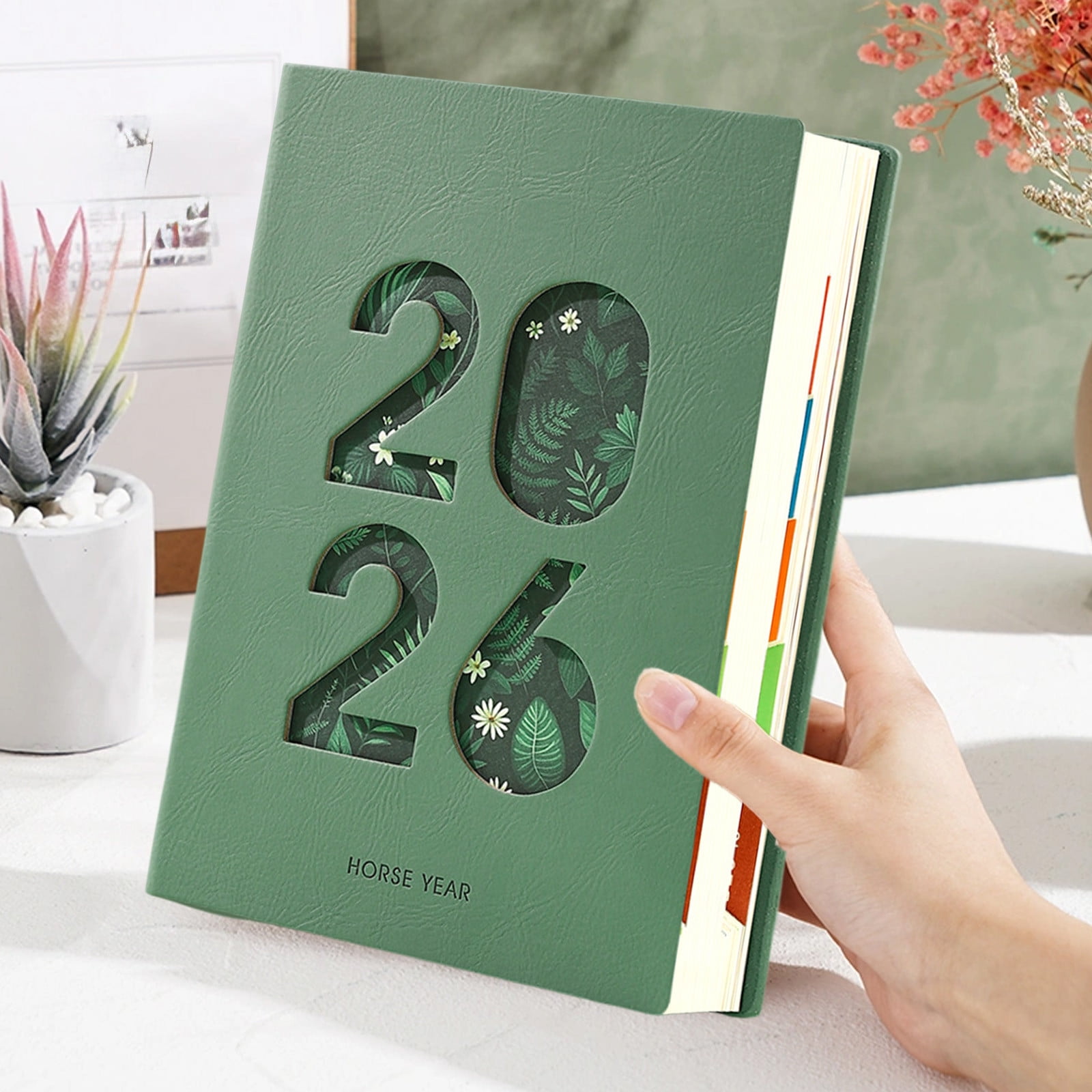 Nilvkv 2026 Planner Notebook, A5 Schedule Notebook with Faux Leather Cover Lay Flat Coil Binding for Daily Notes School Office Use Daily Planner 2026