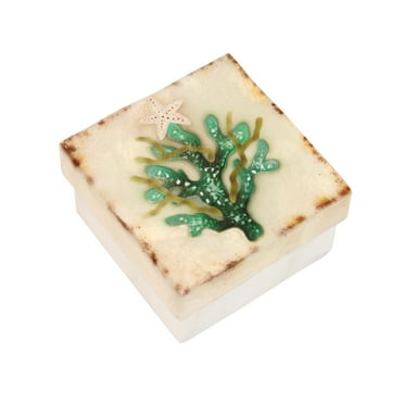Beachcombers Capiz Box Coral Holiday Tree Design  Multicolored