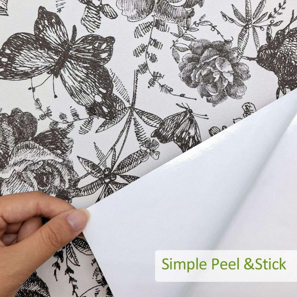 15.7" X 98.4" Floral Wallpaper Peel And Stick Wallpaper Vintage Flower Self-Adhesive Removable Decorative For Bedroom Wall Decor