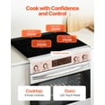 thumbnail image 3 of VEVOR 30 in Electric Range Oven, 4.8 Cu. Ft. Capacity Compact Freestanding Oven, Stainless Steel Kitchen Stove, with 4 Cooktop Burners, Timer, Easy Reach Racks, Storage Drawer, Light(No Power Cord), 3 of 9