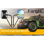 Jeep Side Mirrors Door Off, 8.2 Diagonal Wide Viewing Jeep Mirror, Jeep JK JL CJ YJ Mirrors&Unlimited, Anti-Shake, Wider View Easy-Install Rectangular Door Hinge Mirrors