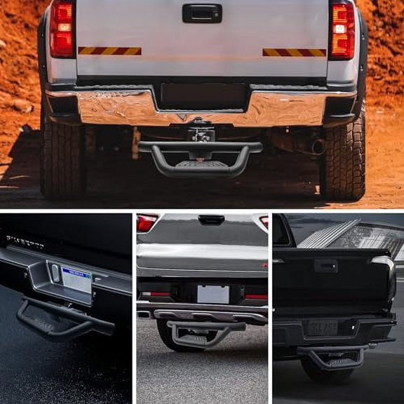 ONINE Texture Black Universal Hitch Step with Hitch Lock and Stabilizer Fit 2” Receiver Trailer Truck Towing Hitch Step Bar Rear Bumper Guard