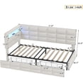 thumbnail image 2 of Upholstered Twin Size Daybed with LED Lights and Charging Station – Beige/Grey Storage Daybed Frame with 2 Drawers, No Box Spring Required, 2 of 18