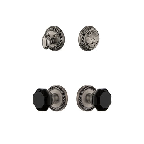 Grandeur 851319 Newport Solid Brass Rose Single Cylinder Keyed Entry Deadbolt And Knobset