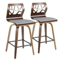 LumiSource Grey Folia 26" Fixed Height Counter Stool - Set of 2