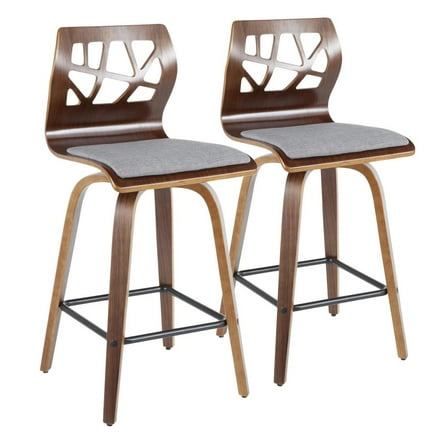 LumiSource Grey Folia 26" Fixed Height Counter Stool - Set of 2