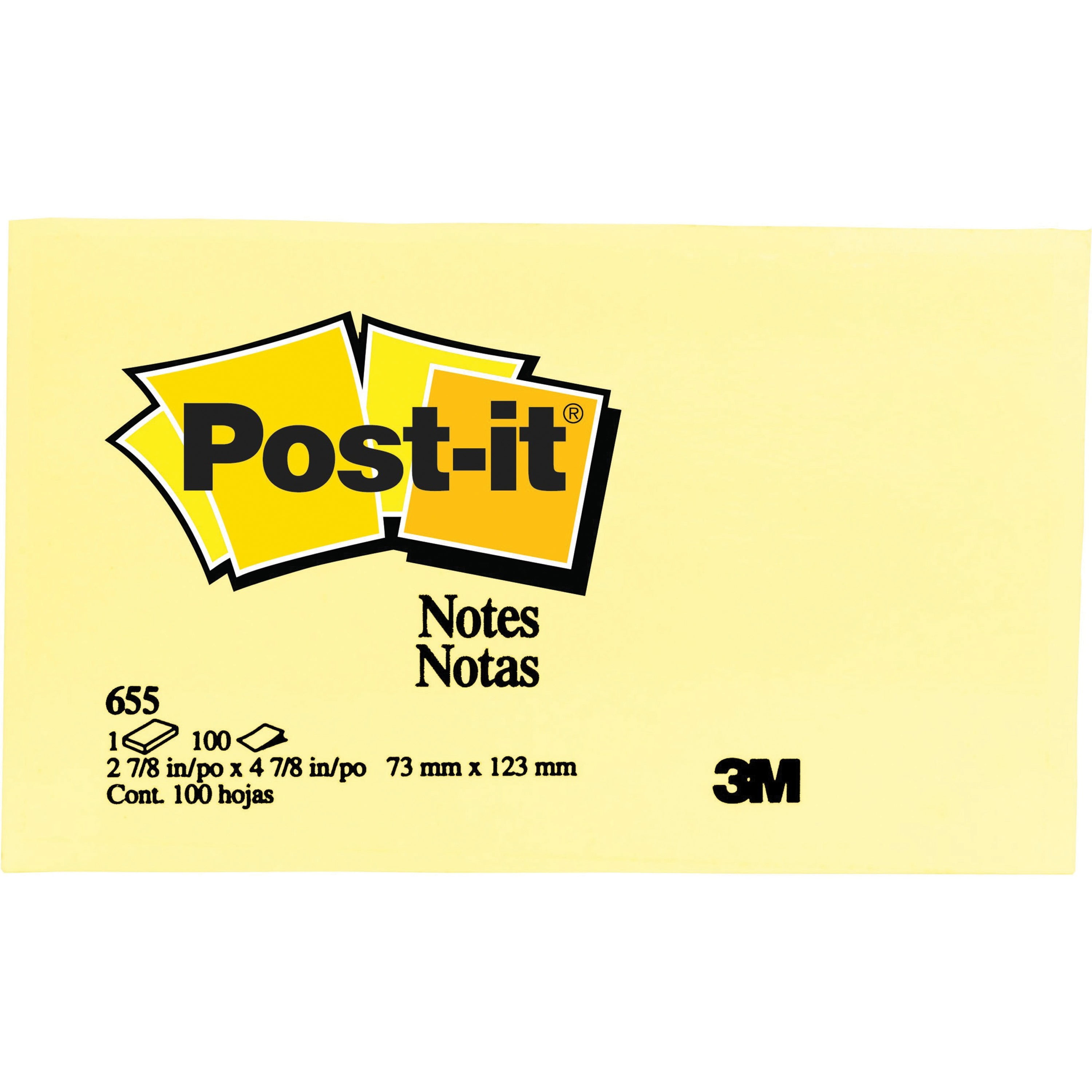 Post-it® Notes Original Notepads - 5" X 3" - Removable - 24 / Bundle