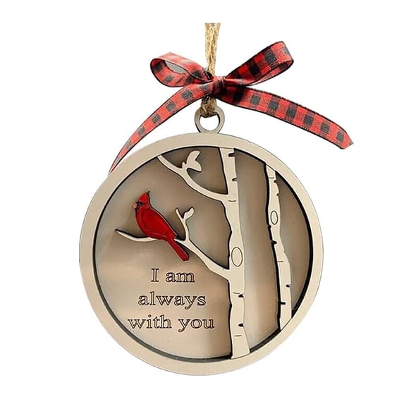 Round Wooden Red Bird Christmas Tree Decoration Pendants Ornaments for Christmas decoration Ornament New Year Xmas Kids Gift