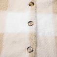 thumbnail image 5 of NAZISHW Women Sherpa Jacket Casual Flannel Colorblock Plaid Shacket Long Sleeve Lapel Button Long Fleece Jackets with Pockets (Beige,XXXXXL), 5 of 5