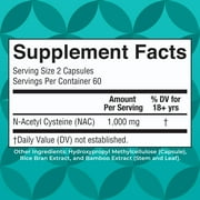 MaryRuths NAC Capsules Supplement, NAC 1000mg per Serving, Vegan, Gluten Free, Unisex, Adult Ages 18+, 120 ct, 60 Servings