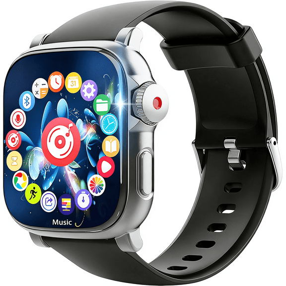 MP3 Player Watch with Bluetooth, 2.01'' HiFi Portable MP3 Player with Video FM Radio Recorder Pedometer Stopwatch, Black