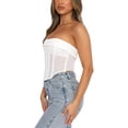 thumbnail image 2 of Qiylii Women Strapless Tube Tops Solid Color Sleeveless Backless Front Button Casual Shirt Summer Daily Wear, 2 of 4