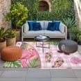 thumbnail image 2 of Summer Flamingo Outdoor Rug for Patio/Deck/Porch, Non-Slip Large Area Rug 4 x 6 Ft, Tropical Plants Botanical Floral Pink Plaid Indoor Outdoor Rugs Washable Area Rugs, Camping Rug Carpet Runner, 2 of 8
