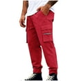 thumbnail image 5 of Men Pants Under 10 Dollars Mens Cargo Pants Straight Leg Pants Casual Lightweight Hiking Workout Pant Slim Fit Sweatpant with Drawstring Red S, 5 of 8