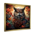 thumbnail image 2 of Designart "Blue and Orange Mysterious Owl III" Animals Framed Wall Art Decor - Modern Orange Owl Entryway Framed Wall Art, 2 of 6