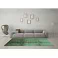 thumbnail image 3 of Ahgly Company Machine Washable Indoor Square Oriental Turquoise Blue Industrial Area Rugs, 6' Square, 3 of 4
