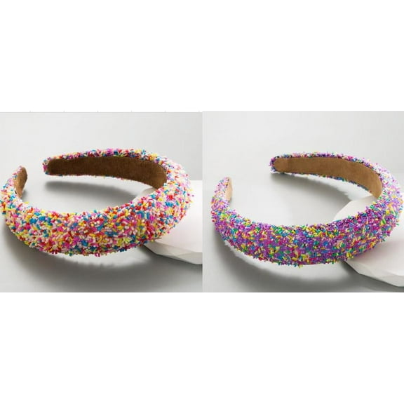 QIDITONG 2 Pcs Wide Padded Headbands For Women Cute Headbands Candy Headband Sprinkle Head Bands Hair Accessories For Spa Face Washing Halloween