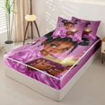 thumbnail image 2 of Castle Fairy Cute Black Girl Zipper Full Size Comforter Sets with Fitted Sheet and 2 Pillowcases,Cartoon Bow Butterfly Zipper Bedding Set,Purple,Pink Reversible,4pcs, 2 of 6