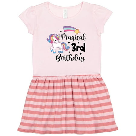 

Inktastic Magical 3rd Birthday Rainbow Unicorn with Star Gift Toddler Girl Dress