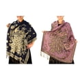 thumbnail image 1 of Floral Peacock Reversible Pashmina Wrap Shawl Scarf, 1 of 9