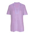 thumbnail image 4 of MIUOWANP Plus Size Women's long T-shirt Tops Solid Color Loose Breathable Lapel V-Neck Casual Blouse Size L(8)Purple, 4 of 4