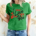 thumbnail image 3 of Fesfesfes Women Tees Women's Valentine's Day Love Printed Short Sleeved T-shirt Top Short Sleeved Round Neck Top/Shirt Workout T Shirts for Women S(US:4), 3 of 6