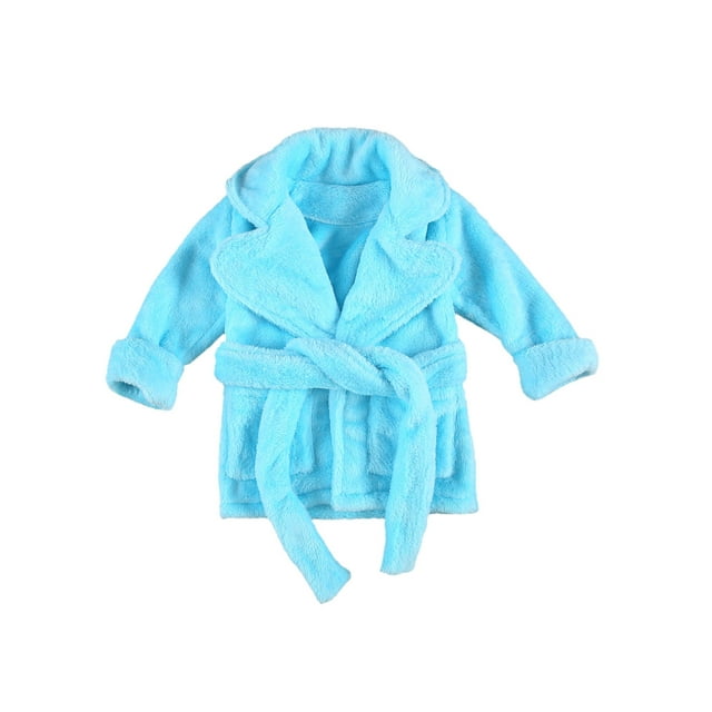 Baby Plush Bathrobe Plain Kimono Gown Newborn Toddler Girls Boys Towel