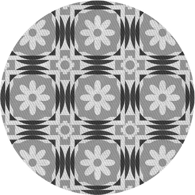 Ahgly Company Machine Washable Indoor Round Transitional Gray Goose Gray Area Rugs, 5' Round