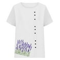 thumbnail image 4 of Jacenvly Hauts pour Femmes Liquidation T-Shirt à Manches Courtes Col Rond Printemps et Été Mode Décontractée Imprimé Boutons Hauts et Blouses pour Femmes Grande Taille, 4 of 5