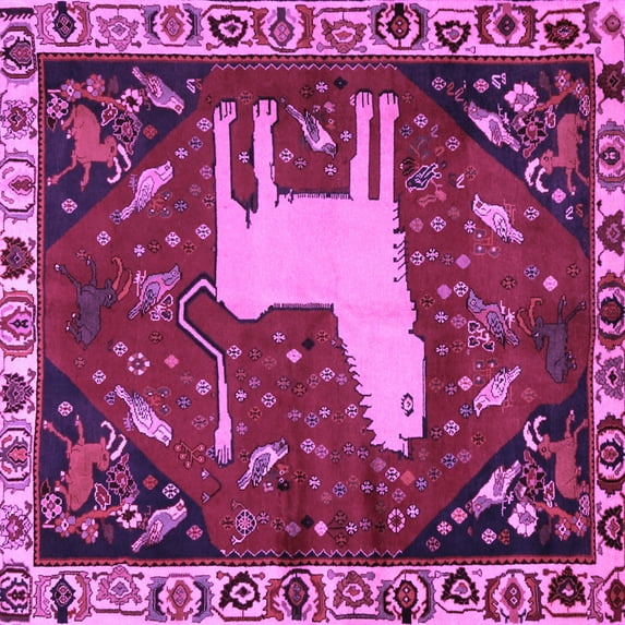 Ahgly Company Indoor Square Persian Purple Traditional Area Rugs, 4' Square