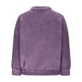 thumbnail image 6 of Womens Sherpa Fleece Sweaters Pullover Loose Crew Neck Fuzzy Drop Shoulder Long Sleeve Winter Fall Tops with Pocket (L, Purple), 6 of 7