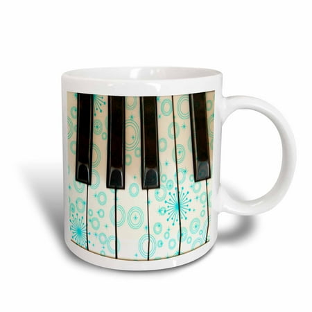 

3dRose Fun Aqua Circles Piano Keys - Musical Art - Instruments - Ceramic Mug 11-ounce