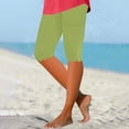 thumbnail image 2 of HAJWOH Capri Leggings for Women Elastic Waist High Waist Knee Length Leggings Stretch Summer Lightweight Pants Athletic Running Workout Yoga Pants, 2 of 6