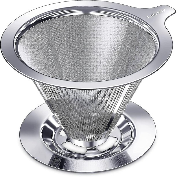 Gotero para café, filtro de café sin papel de goteo lento, cafetera de acero inoxidable