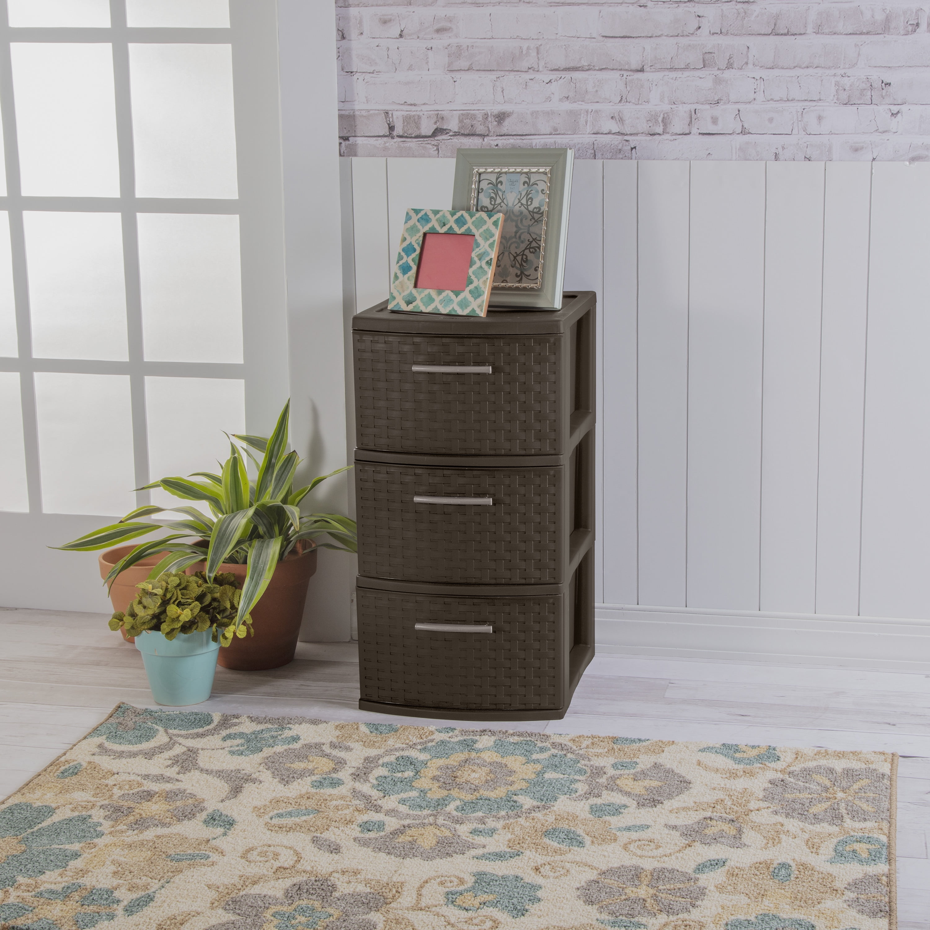 Sterilite 3Drawer Weave Tower, Espresso furniturezstore