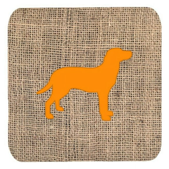 Labrador Burlap And Orange Foam Coasters - Set 4, 3.5 x 3.5 In.