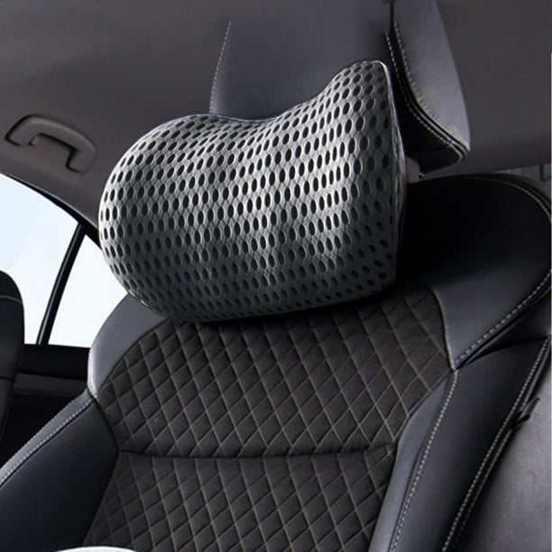 Almohada cervical de espuma viscoelástica para coche | Almohada de viaje para coche, avión y hogar | Cojín de apoyo lumbar y para la espalda | Tejido de terciopelo transpirable | Azul, naranja, azul