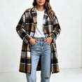 thumbnail image 5 of Women's Casual Plaid Shacket Jacket Button Down Long Coats with Pockets Fall Winter Warm Comfy Outfit, 5 of 9