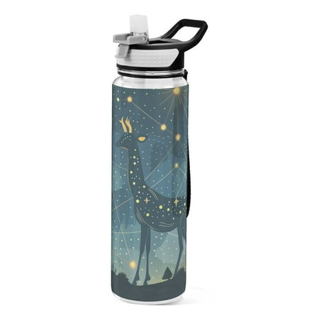 

Constellation Deer Transparent Sports Water Bottle with Straw BPA Free Tritan 32oz for Gym Camping