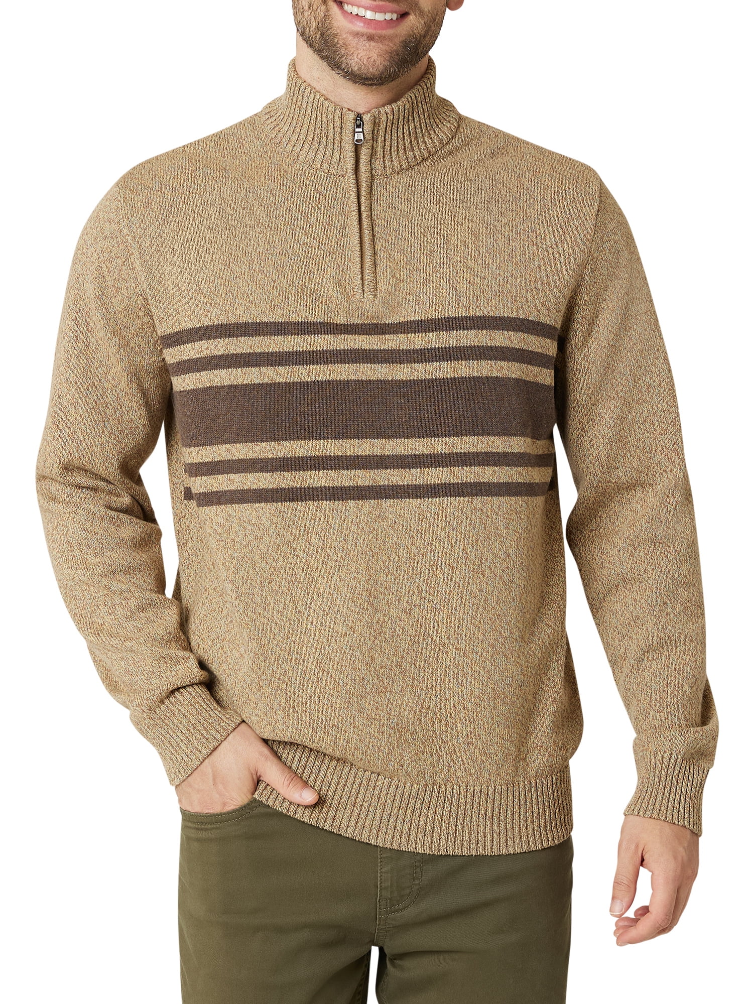 Chaps Men's Cotton Textured Quarter Zip Mockneck SweaterSizes XS up to