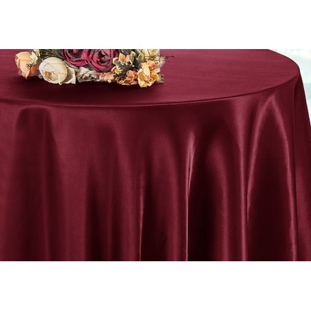 

Wedding Linens Inc. 108 Round Satin Tablecloth Satin Table Cover Linens - Burgundy