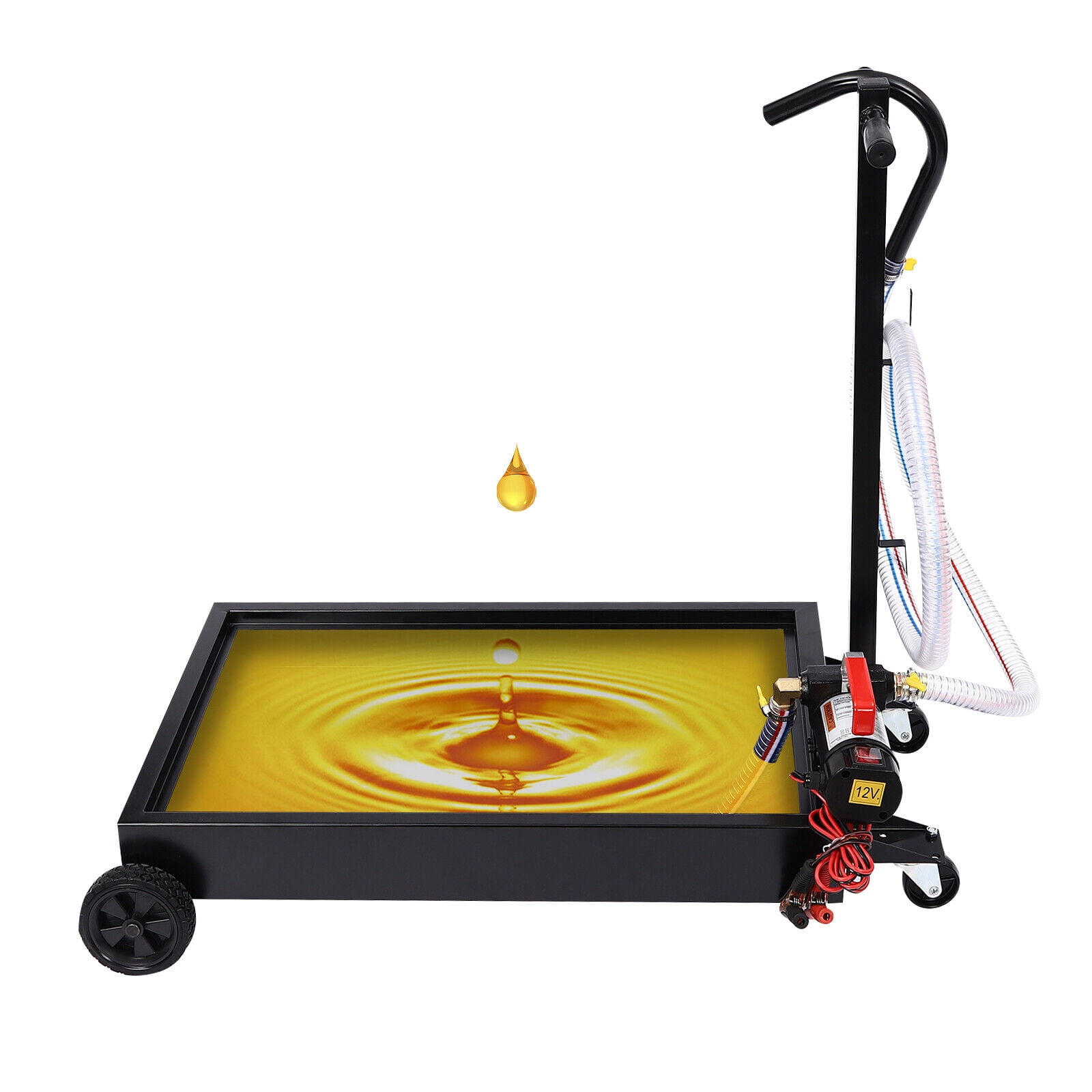 Oil Drain Pan with Pump, Oil Drain Pan, Oil Drain Cart 15 Gal Capacity Tank With a 0-145° Rotatable Handle And Four Wheels