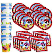 Little Lady Bug Birthday Party Supplies Set Plates Napkins Cups Tableware Kit For 16