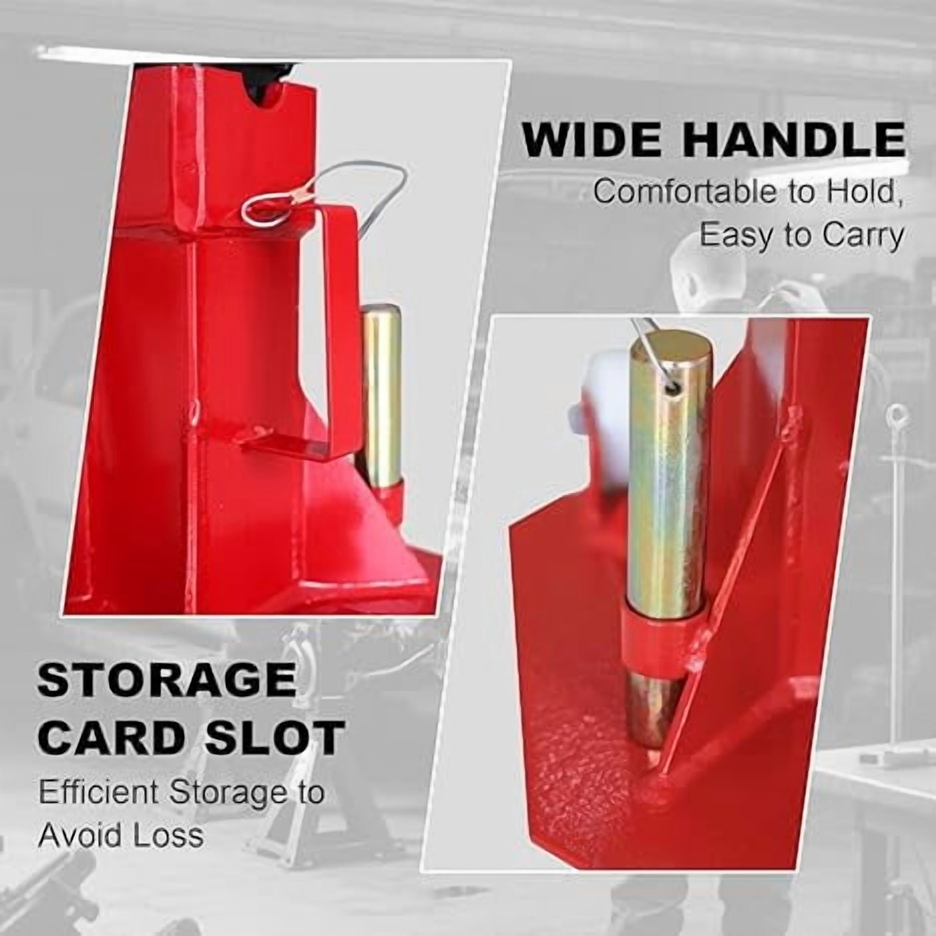 JACK BOSS Heavy Duty 7 Ton (14,000 lbs) Jack Stands with 2 Casters and Handle, Easily Moveable Car Lift Stands for Vehicles, Red
