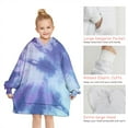 thumbnail image 6 of Purple Blue Tie Dye Pattern Blanket Hoodies for Kids 6-13YR Oversize Wearable Blanket Hoodies for Boys Girls Teens, 6 of 7
