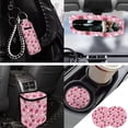 thumbnail image 3 of Yuyamidu Pink Strawberry Car Interior Sets Car Front Back Seat Covers Steering Wheel Cover Seatbelt Shoulder Pad Trash Bin Flowers Rearview Mirror Protective Cover Coasters Keychain 13 Pcs, 3 of 7