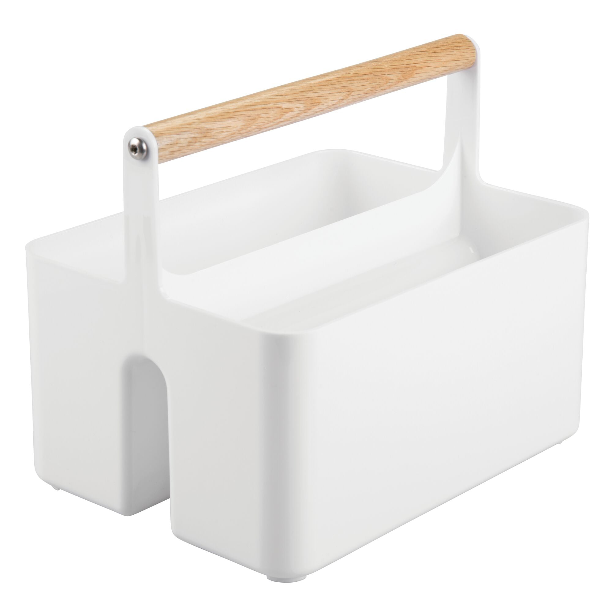 mDesign Plastic Divided Shower Caddy Organizer, Bamboo Handle