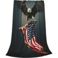 thumbnail image 3 of American Eagle and Flag Blanket Cozy Soft Throw Blanket for Couch Sofa Bedding Living Room, Warm Plush Flannel Blankets for Boys Girls Men Women 50"x40", 3 of 5