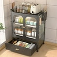 thumbnail image 4 of Tabletop Kitchen Storage Cabinet with Drawer, Countertop Cupboard with Detachable Dish Rack Pantry Cabinet with Draining Tray Small Sideboard Gray for Dishes Cookware, 4 of 7