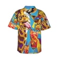 thumbnail image 3 of Goofa Colorful Giraffes with Drinks Hawaiian Shirt for Men, Unisex Summer Beach Casual Short Sleeve Button Down Shirts,Aloha Tropical Floral print shirt-Medium, 3 of 9